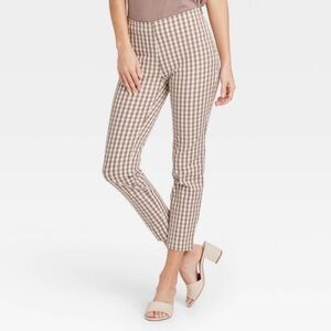 A New Day Stylish Checkered Women's Pants Taupe